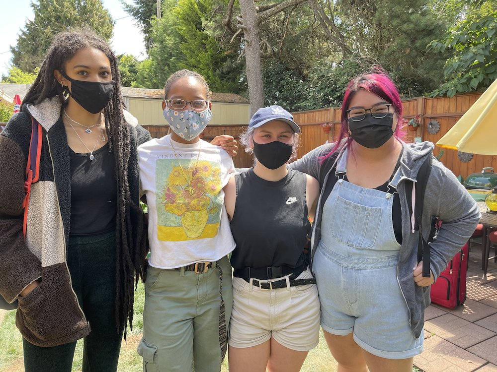 We're really proud of the number of Pathways folks we were able to have on the crew. From left to right: Lydia Wade-Sully, Wardrobe Assistant; Tamera Lyn, DIT; Haley McCoy, Company Grip and Mattie Ngo, Set Dresser. Thanks <a href="/OregonMadeCF/">OregonMade Creative Foundation</a> !