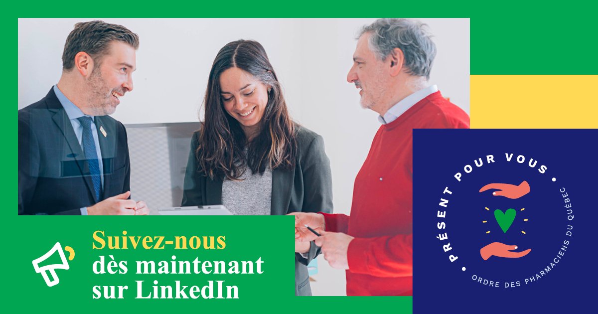 OrdrepharmaQc's tweet photo. 📣L’Ordre fait son entrée sur LinkedIn! 

Pour s'abonner 👉 https://t.co/GYmdrPQjJf

Restez à l’affût, nous veillerons à publier le plus régulièrement possible sur cette plateforme. En cas de questions, n’hésitez pas à nous écrire!

Au plaisir d’échanger. 💬 https://t.co/fd8U5ZZ7r6