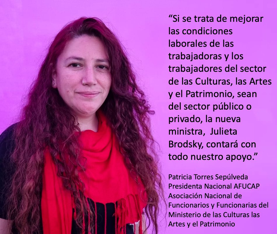 AfucapCultura's tweet photo. Ante el nombramiento de @jubrodsky, #PatriciaTorres presidenta de #AFUCAP compromete apoyo ante temáticas de #condicioneslaborales para trabajadore sy trabajadoras del sector. https://t.co/byKAb2uyPF