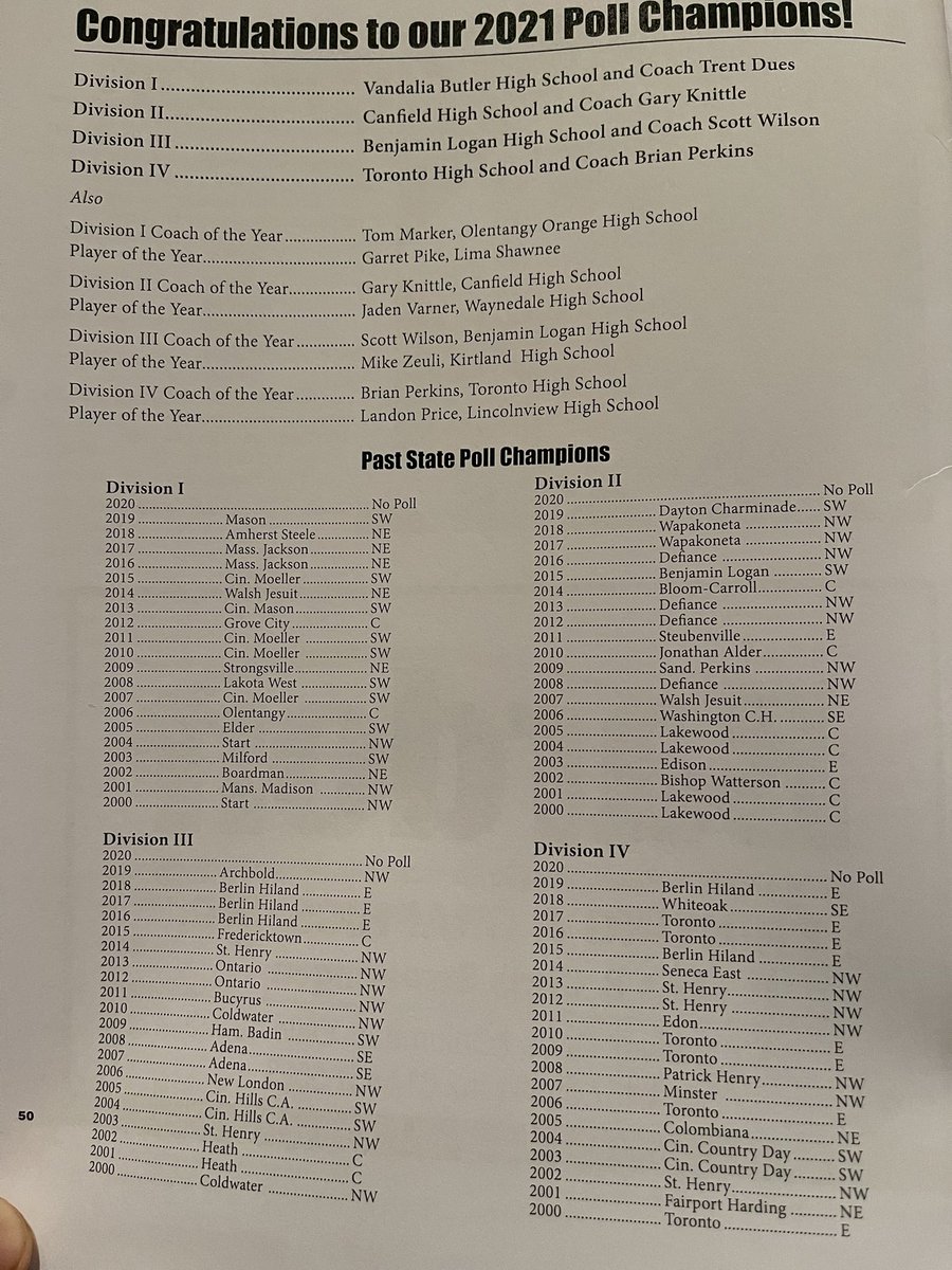 A couple reminders in the program at the OHSBCA clinic of how special the 2021 Aviators were! ⚾️👍🏼👊🏼👏🏼