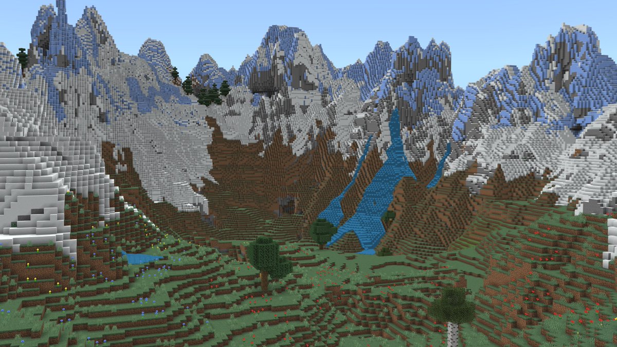 Tomorrow's #minecraft seed video includes this beautiful mountain crat...