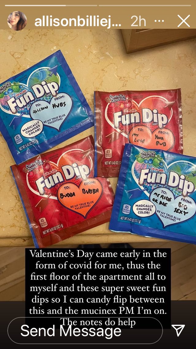 Allie when she had covid candy from hubby Allie on the lower level aka Luann