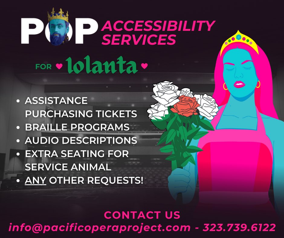 PacOperaProj's tweet photo. If you need assistance/accommodations for Iolanta either in purchasing tickets or attending the show, please reach out to us! info@pacificoperaproject.com - 323.739.6122 (available during normal business hours)
#meetopera #POPinto2022 #operaisforeveryone #POPpingoutofthepandemic https://t.co/yufMbPeJ1N