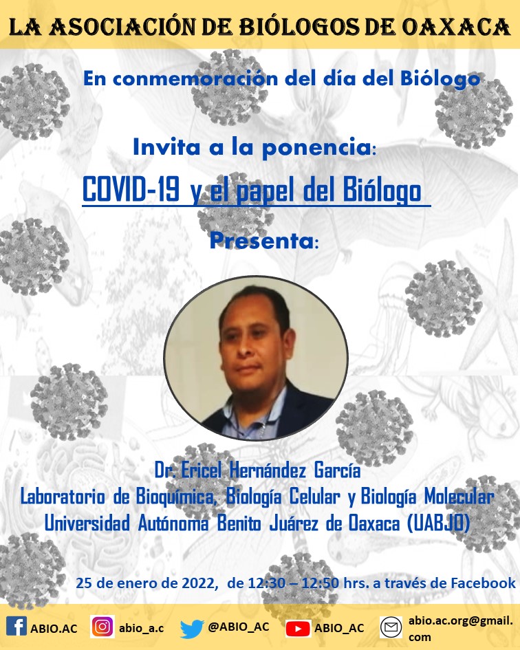 ¿En una época de pandémica, cual es el papel del biólogo?
Te invitamos a escuchar esta charla impartida por el Dr. Ericel Hernández.

"Celebremos el día del Biólogo"

Transmisión vía Facebook.

Comparte :)