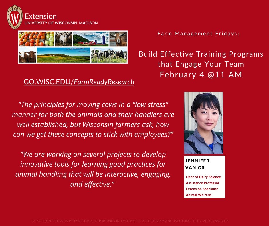 Join me online on Fri, Feb 4 to learning about some innovative approaches we're developing for learning cow-handling skills. 

go.wisc.edu/FarmReadyResea…