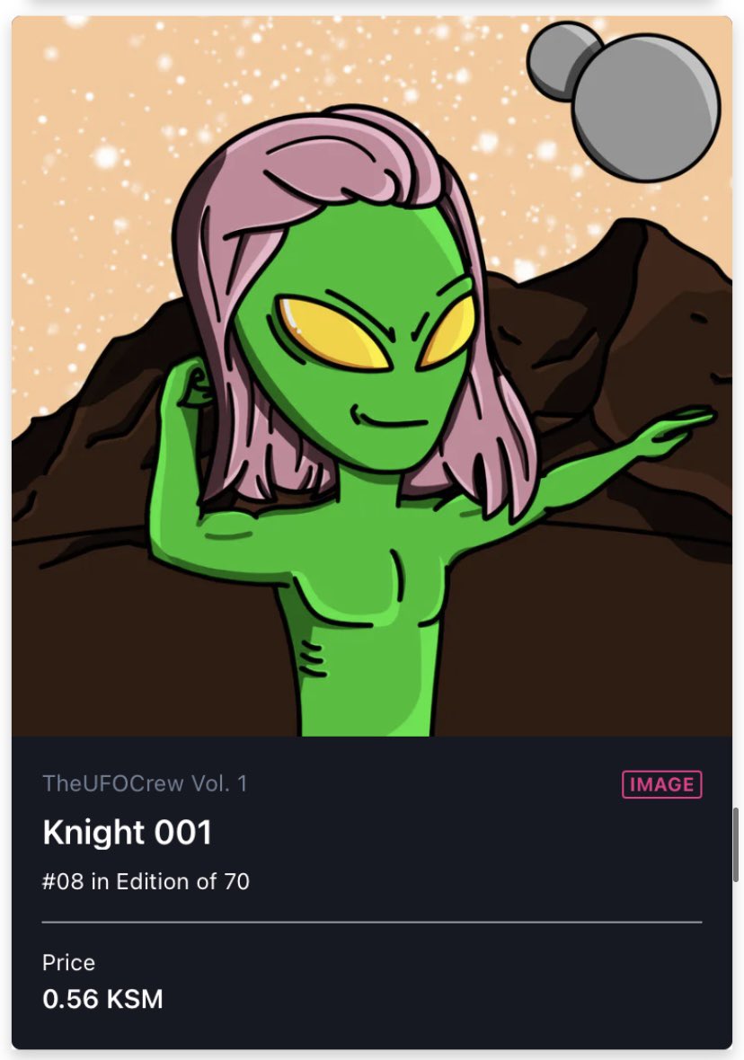 TheUFOCrew's tweet photo. Start accumulating #monarchypoints today!💎
⏳Remember that there are only 10 UfOs available!!⌛️
You are the one chosen to lead a new race!👽

$KSM 
@RmrkApp https://t.co/skSHnfXx6r https://t.co/TrwLNOeTa5