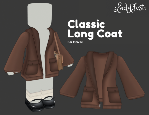 LadyFesti on X: 🤎Classic Brown Long Coat 3.0🤎 supposed to be for Roblox  future layered clothing but I messed up bad. I still want to post cause I  like how it turned