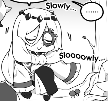 I return from a thrilling research endeavor ! Surely you missed me, hmm? Of course, I took my time to head back slowly, as usual! Wouldn't want to set some surprises loose, hee hee!