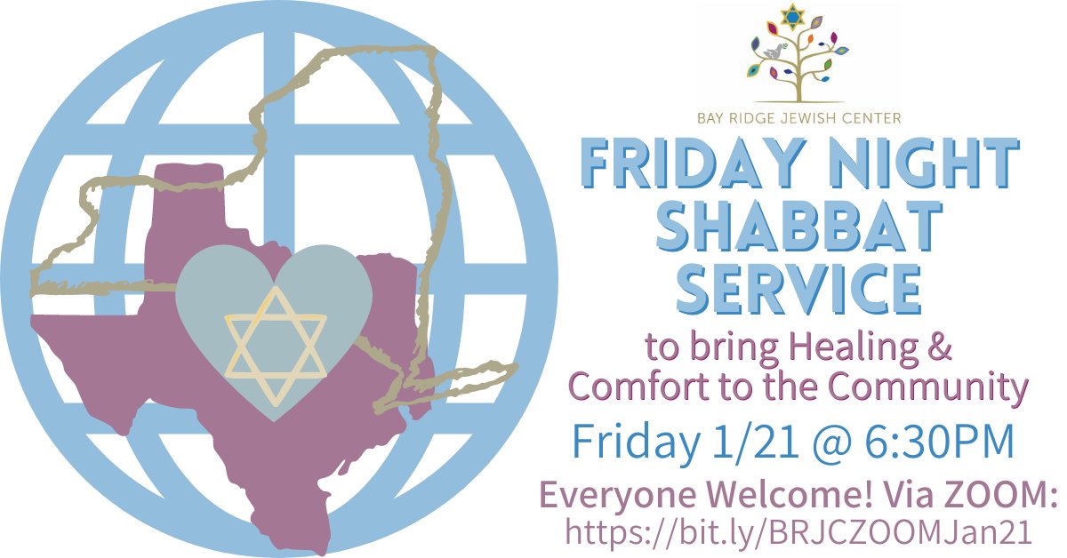 bayridgeJC's tweet photo. All are welcome to join us tonight for a special virtual #Shabbat service to bring healing and comfort to the community. More info &amp; ZOOM link here: https://t.co/v3S1J8NM7Z #jewish #judaism #bayridge #brooklyn https://t.co/9r1DQ38ros