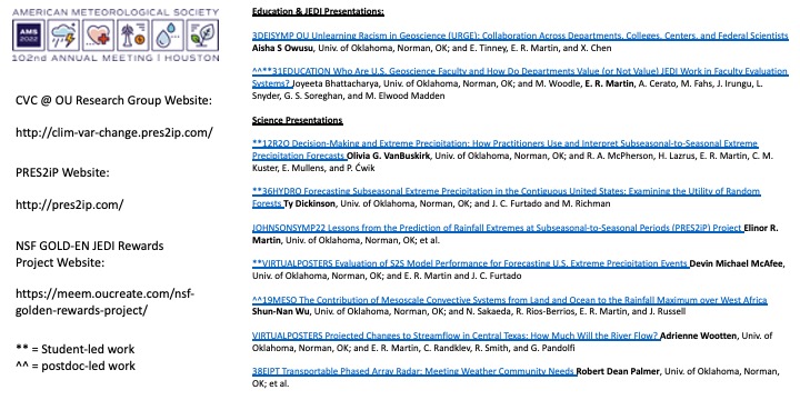 So many awesome talks from our research team at #AMS2022 next week! There is something for everyone and I will highlight more next week, but please take the time to at least check out the student and postdoc-led work and add them to your schedule <a href="/pres2ip/">PRES2iP</a> <a href="/Urgeoscience/">URGE</a>