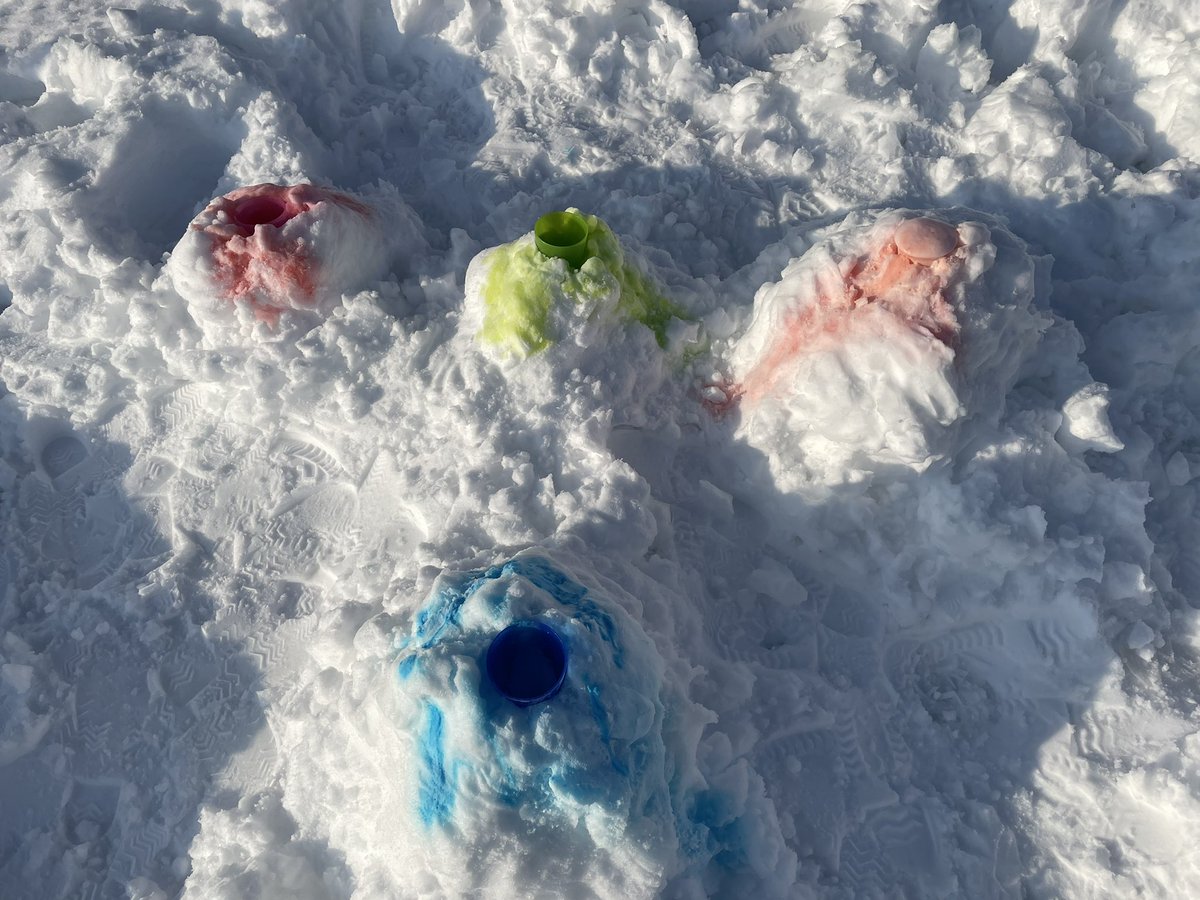 sdpatel2000's tweet photo. Fun in the snow: colorful snow volcanos 🌋 @mrskkennelly https://t.co/peDc8C6Y6q