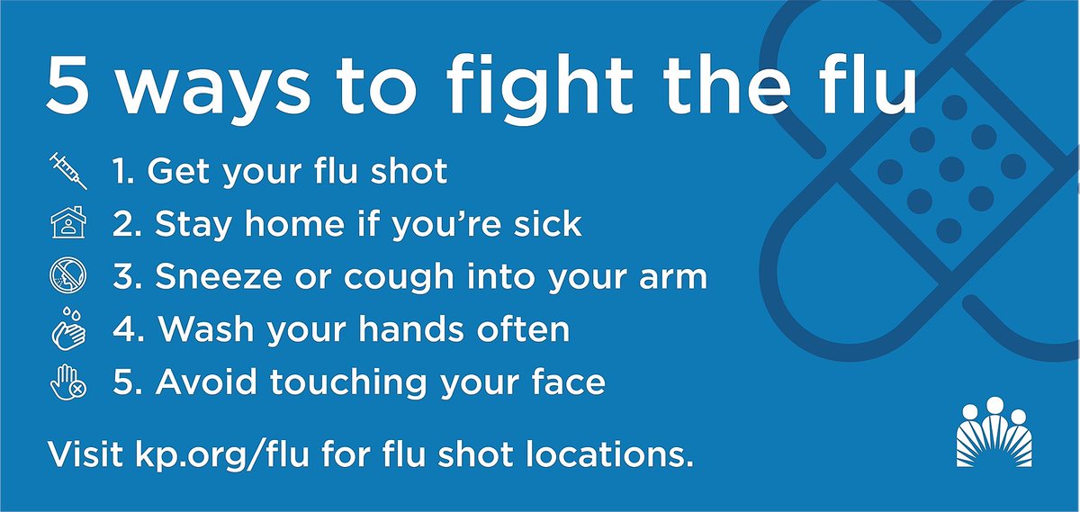 aboutKP's tweet photo. Flu cases are starting to increase. #Fightflu with these 5 tips, and be sure to #GetVaccinated. Visit https://t.co/CvUXsxa6nZ to find flu shot locations near you. https://t.co/d1rV5FCcyx