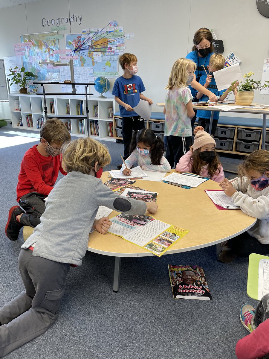 Second graders researching African American Heroes