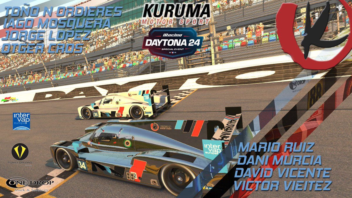 KurumaMsport's tweet image. Primer evento especial de 2022 con dos equipos KurumaMotorSport y Kuruma OneDrop

🏆 24h de Daytona
🇺🇸Daytona
🏎️Dallara LMP2
🕙13:00

💧 @OneDrop_M_and_S
🔵 @IntervapE

#kurumazo