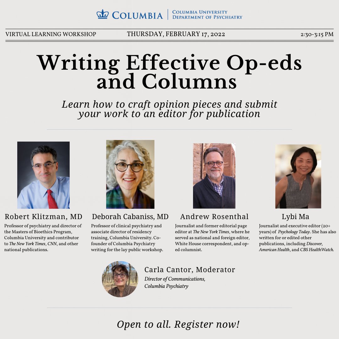 Want to reach a wider audience? Join our virtual workshop on Feb. 17 at 2:30 p.m. ET. A panel of experts will take you through the ins and outs of how to craft opinion pieces and submit your work to an editor for publication. Register here! --> us06web.zoom.us/webinar/regist…