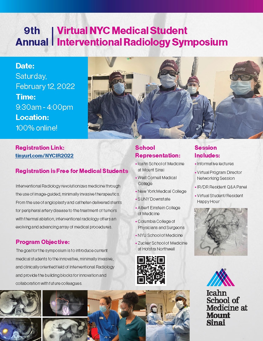 SIR RFS (@sirrfs) on Twitter photo Virtual NYC Medical Student IR Symposium on February 12 from 9:30-4pm EST. Sessions will include lectures, an IR/DR resident Q/A panel, a student/resident happy hour, & a networking session with PDs.
bit.ly/33JChyS
#TwittIR #IRad #SIR #IR #RadTwitter #MedTwitter Virtual NYC Medical Student IR Symposium on February 12 from 9:30-4pm EST. Sessions will include lectures, an IR/DR resident Q/A panel, a student/resident happy hour, & a networking session with PDs.
bit.ly/33JChyS
#TwittIR #IRad #SIR #IR #RadTwitter #MedTwitter