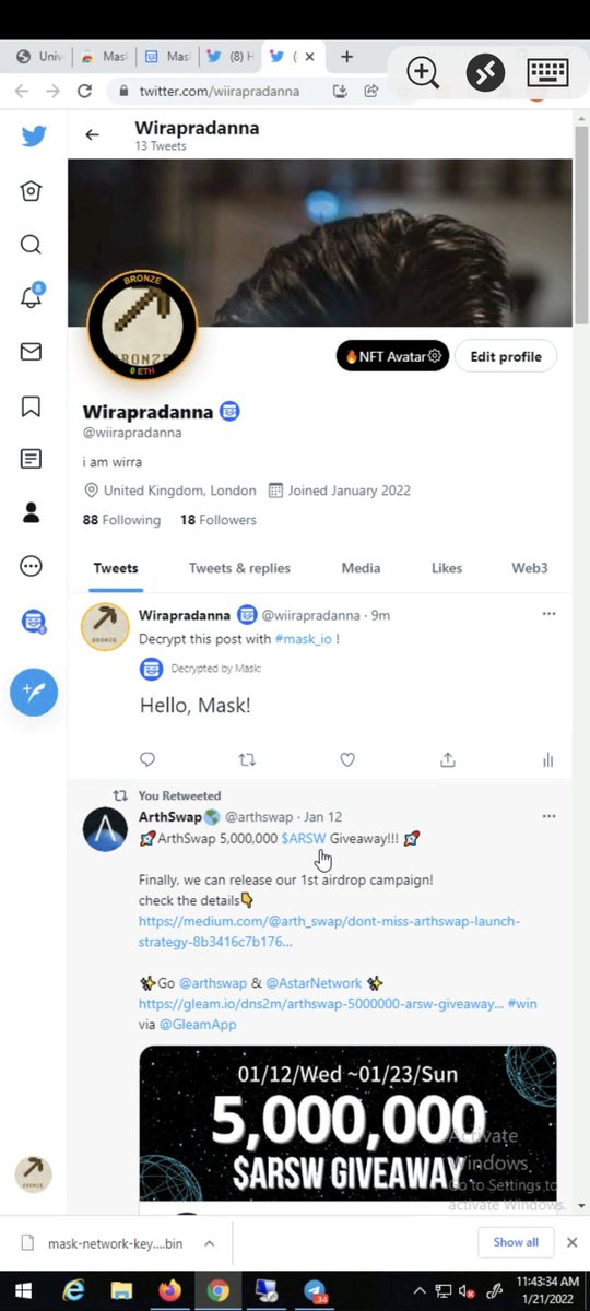 Jancoeck's tweet photo. Hey, im using Mask For make profile NFTAvatar Now.
#FreeNFTavatar https://t.co/8ky8QHJ0QC