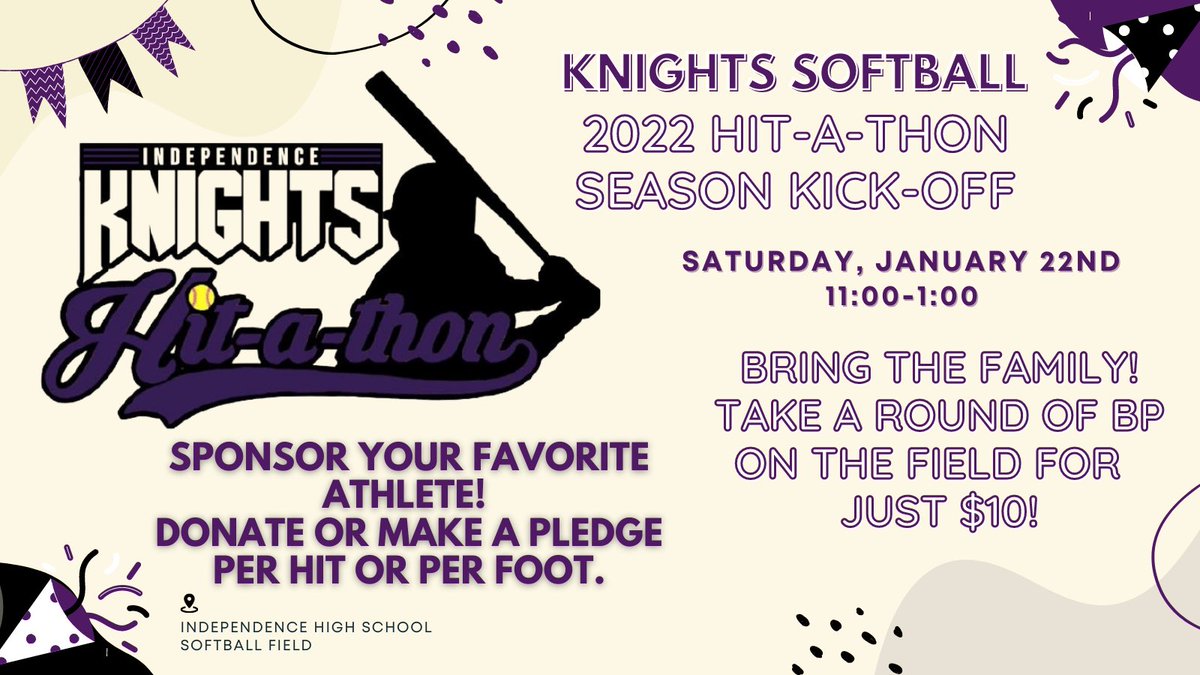 IndyKnightsSB's tweet photo. We are so excited for our 2nd Annual Hit-A-Thon Season Kickoff taking place tomorrow afternoon!πππΌπ₯
Knight family & fans can take a 10-pitch round of BP for just $10!π
You can also sponsor or donate to your favorite Knight as they compete for best hitter!πͺπΌ #BTM #GoKnights https://t.co/aynMcqg0rC