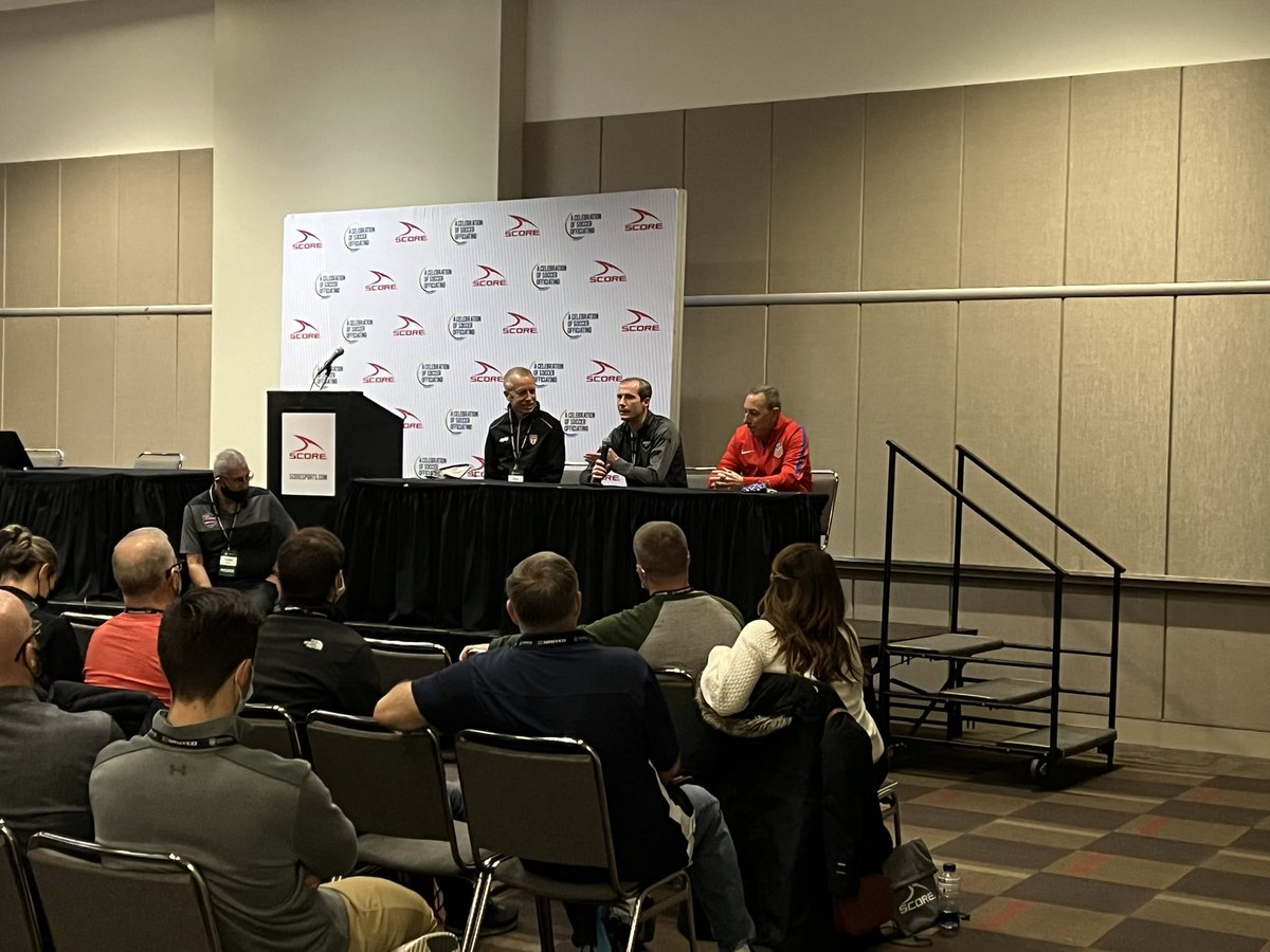 nisoadotcom's tweet image. Assistant Refereeing Panel with our very own Sr. Director of Education @coreyrock! He’s joined by Cory Richardson &amp;amp; Ricky Eddy.

#CelebrateSoccerOfficiating #NISOA