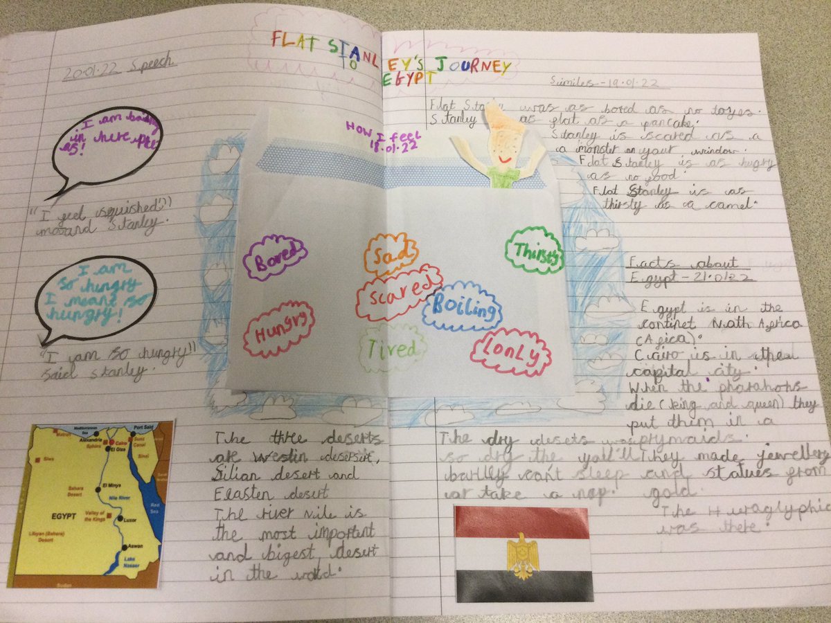<a href="/ReadFlatStanley/">Flat Stanley Books</a> The children in Starley Class are really enjoying this term’s text -Flat Stanley and the Great Egyptian Grave Robbery. Here are some of the double page spreads they achieved in English lessons this week. <a href="/AHTMrsNettey/">Mrs Nettey</a>