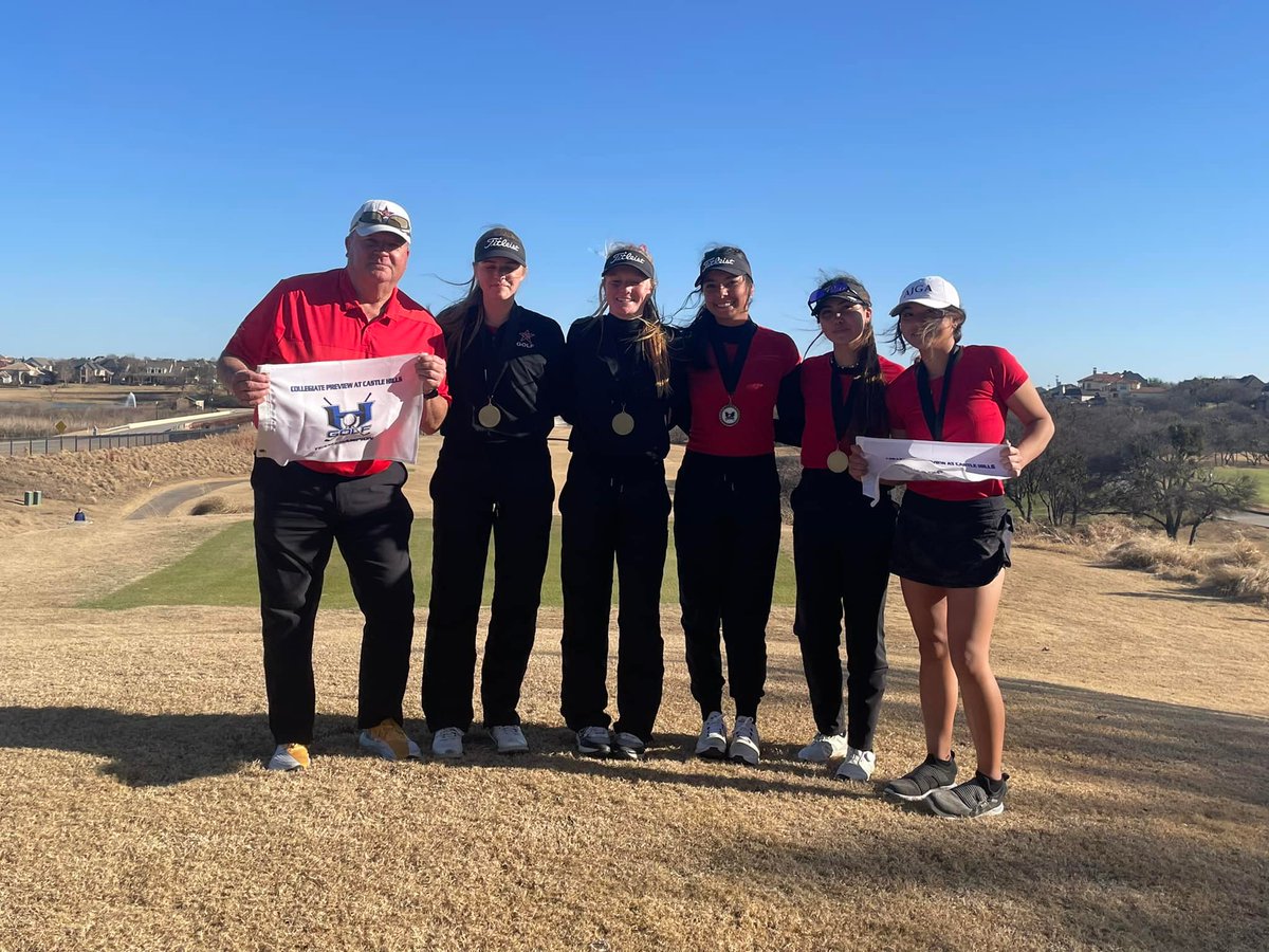 Congratulations Coppell Cowgirls for winning the Hebron Collegiate Preview at Castle Hills Country Club.  And to Kirsten Angosta for winning overall with a 67!  Go Cowgirls!