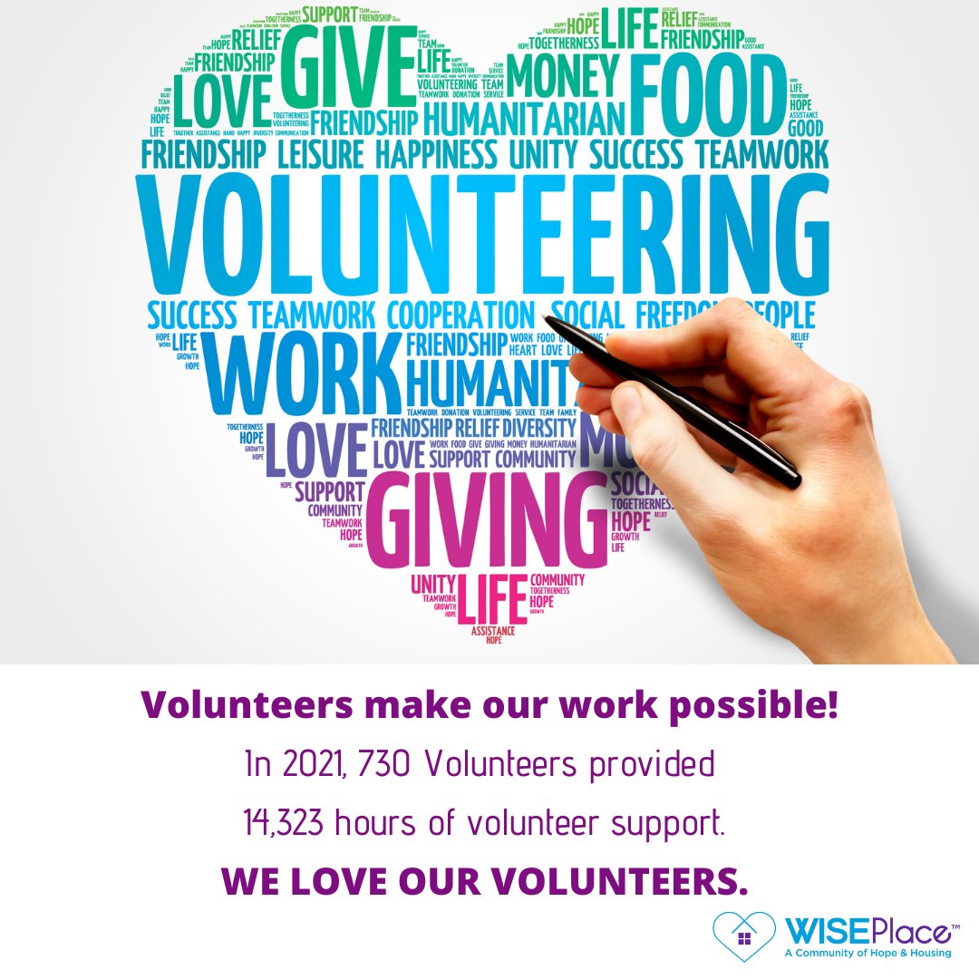 WISEPlace's tweet photo. Volunteers make our work possible! In 2021, 730 volunteers provided 14,323 hours of volunteer support. We love our #WISEPlace volunteers.
Want to join us #endhomelessnessoc? For inquiries, email volunteers@wiseplace.org https://t.co/q6M9sqGaui