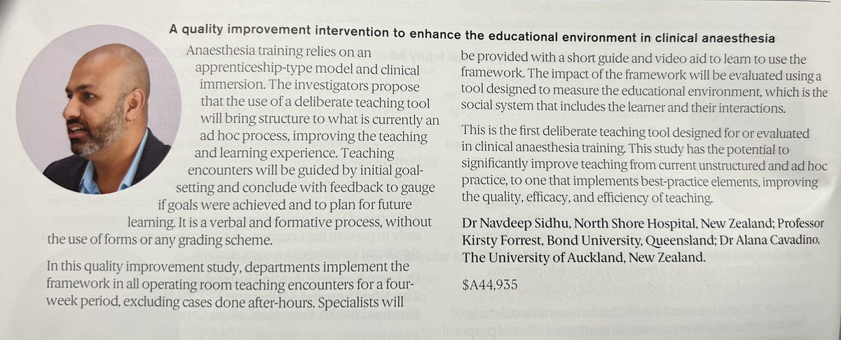 DrNavSidhu's tweet photo. Many thanks to the @ANZCA Research Committee for funding the #CRAFTstudy. We hope to be able to launch in New Zealand, Australia, and the UK in 2022/23. #MedEd
Reply or DM for further info. @RCoANews @Assoc_Anaes @ASA_Australia @TheNZSA @ctn_anzca @forrest_kirsty @AlanaCavadino https://t.co/lAeXPdBDEO