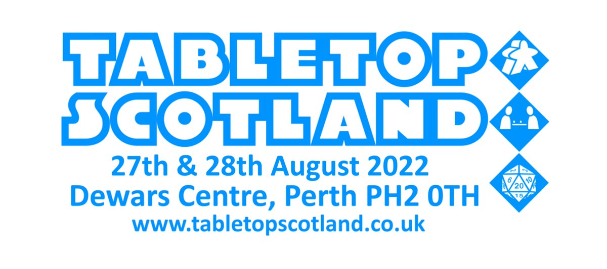 Live in #Scotland? Play #RPGs #TTRPGs #DnD #BoardGames?
Heard of <a href="/TabletopScot/">Tabletop Scotland 4-6th September 2026, Edinburgh</a>?
A board, card &amp; roleplaying game convention in Perth, August 27th &amp; 28th.
Publishers, retailers &amp; makers will be exhibiting.
Ticket info, events, demos and more to be announced tabletopscotland.co.uk