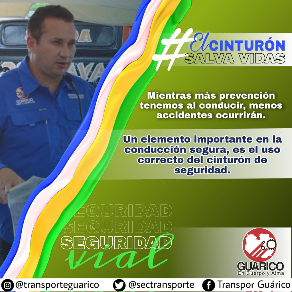 La Gobernación del estado Bolivariano de Guárico te invita a usar el cinturón mientras te encuentres en el vehículo ¡Tu seguridad nos importa!

#EnCuerpoYAlmaPorGuárico
#ConductoresDeEsperanza 
#TransporteGuárico