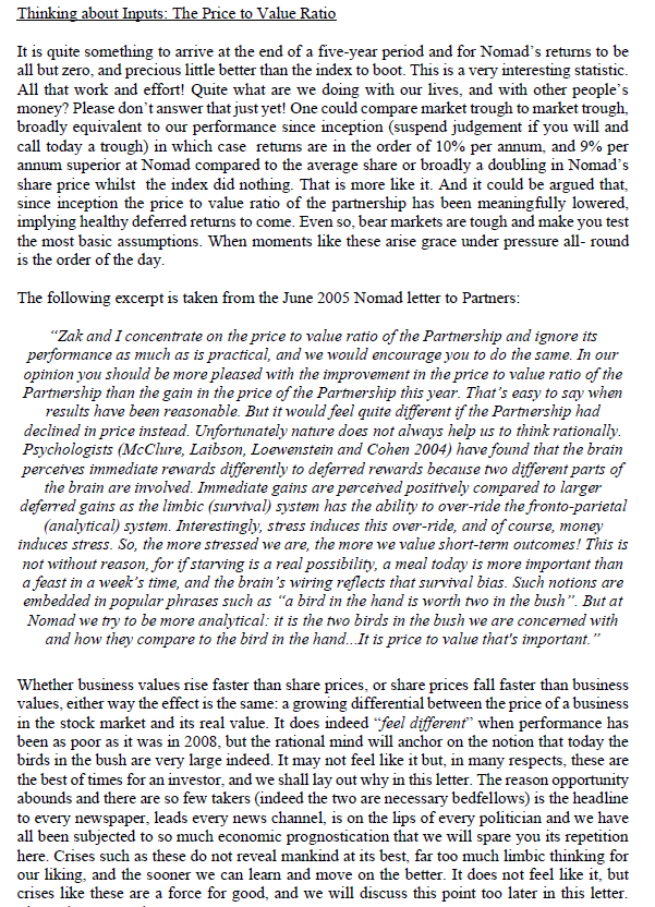On handling tough markets - from Nick Sleep's Q4 2008 letter: