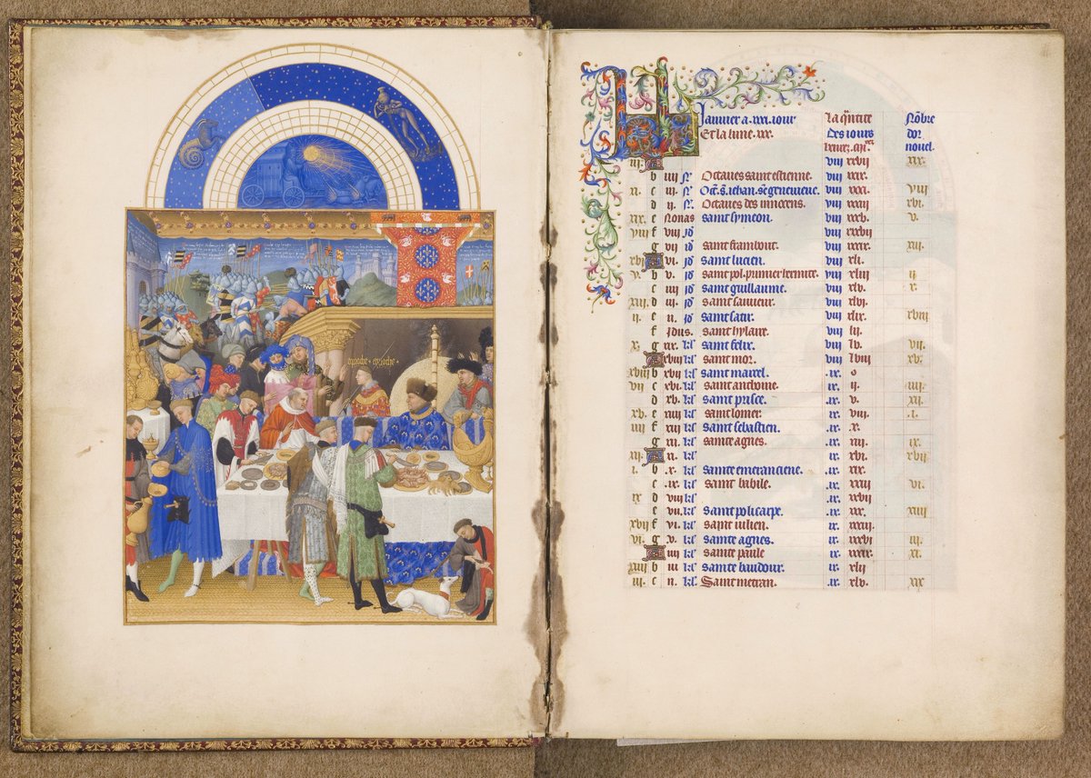 JohanOosterman's tweet photo. Great: the most famous manuscript in the world fully digitized, all images downloadable.

January calendar. Très Riches Heures du duc de Berry. Painted by the Nijmegen born Brothers Van Lymborch

Chantilly, Bibliothèque du château, 0065 (1284)
Online: https://t.co/aYNSaErIKj https://t.co/PQHA9K9Z4I