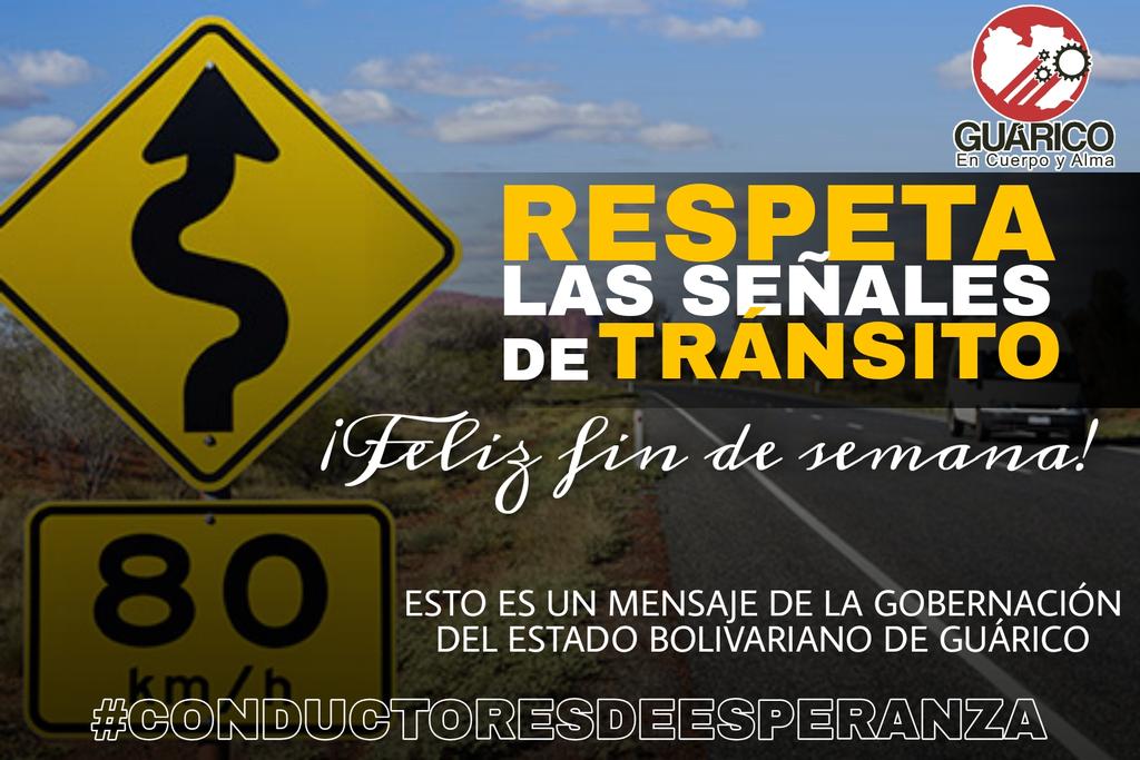 Llegó el fin de semana y es importante que manejes con responsabilidad, cuida tu vida y la de tu familia.

#EnCuerpoYAlmaPorGuárico
#ConductoresDeEsperanza 
#TransporteGuárico