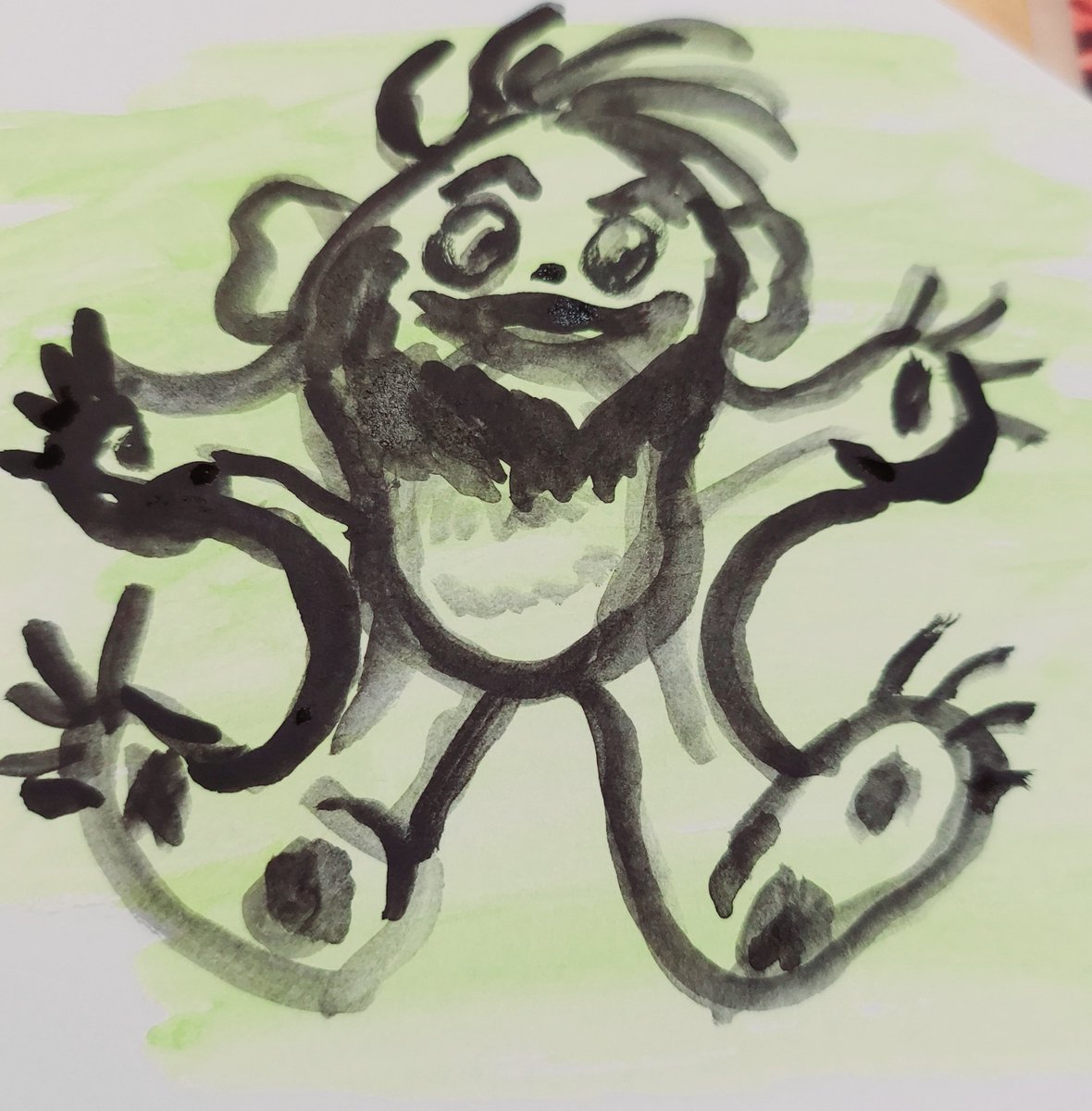 BboswellB's tweet photo. #colourcollective a very quick watercolor monster. https://t.co/HN4Vn04jPD