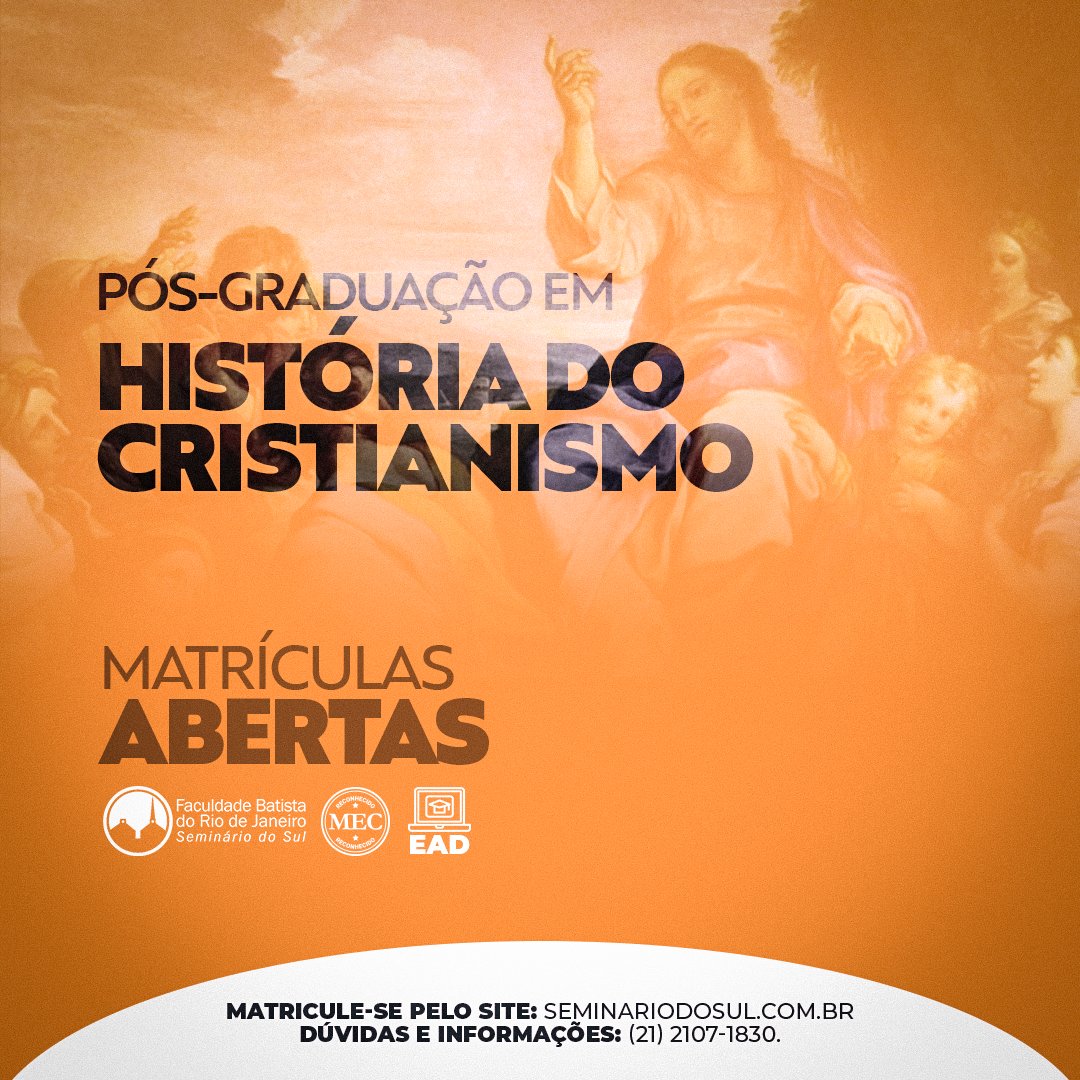seminariodosul's tweet photo. Venha aprofundar ainda mais seus conhecimentos sobre a formação do pensamento cristão como conhecemos hoje. Faça a pós-graduação em História do Cristianismo EAD e estude quando e onde quiser. Matrículas abertas: https://t.co/jkrU8Dpq8J #STBSB #PósGraduação https://t.co/CyTDfusnUM