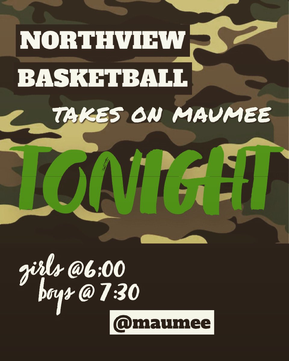 We need THE NORTH to come out TONIGHT to Maumee to support our Wildcat and Ladykat Varsity teams as they take on the Panthers‼️‼️ It’s a Camo Out so come decked out in camouflage✅ <a href="/nv_hoops/">Jeremy McDonald</a> <a href="/BCSNsports/">BCSN</a>