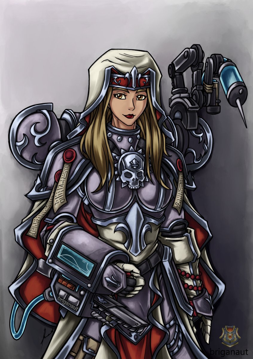 briganaut's tweet photo. Here’s Fanart / Concept Art of a Sisters of Battle Hospitaller from the Order of the Argent Shroud!

Critiques appreciated!
-Briganaut ☮️
#WarhammerCommunity #warhammer40k #conceptart #ArtistOnTwitter #illustration https://t.co/Bo39ocrruP