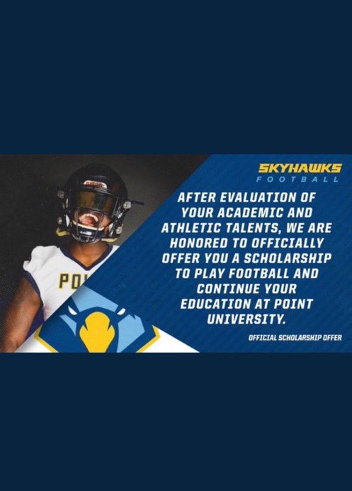 KezDooley's tweet photo. Truly blessed to receive my FIRST offer  from point university💙‼️ @CoachKitchens9 @CoachNLawrence @AuburnHighFB https://t.co/g63muZRDgQ
