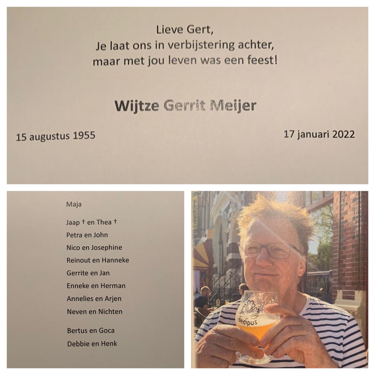 Beste tweeps, wij, @MajaZdrvld en de familie van Gert willen jullie laten weten: