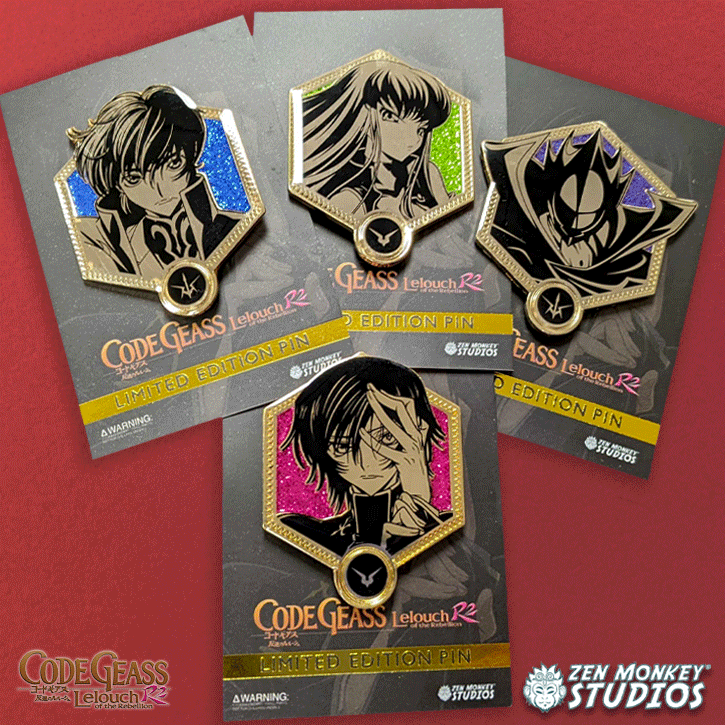 ThreeIfBySpace's tweet photo. Golden Series Wave One - Limited Edition Code Geass Collectible Enamel Pin Bundle #ZenMonkey #CodeGeass #CollectiblePins https://t.co/CLPyjy1vNu https://t.co/6KdFDcqqrd