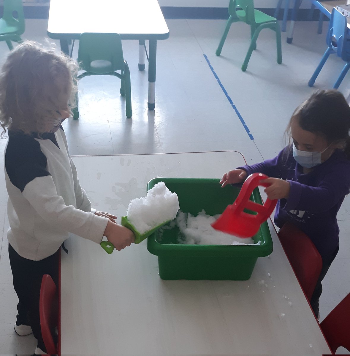 LynnCetta's tweet photo. ❄☃️ ~ An indoor #snowday in Room 5 @GenevaWSSpk1 today!! Playing in the #snow..marble painting #mittens and a #snowflake salad 🍌🍊🥥🍇 !! What a #cool day @GenevaWSSpk1 and @GenevaCSD #Room5 !! #tinypanthers #headstart #winterfun #weplayandlearn https://t.co/iUVubE8VGq