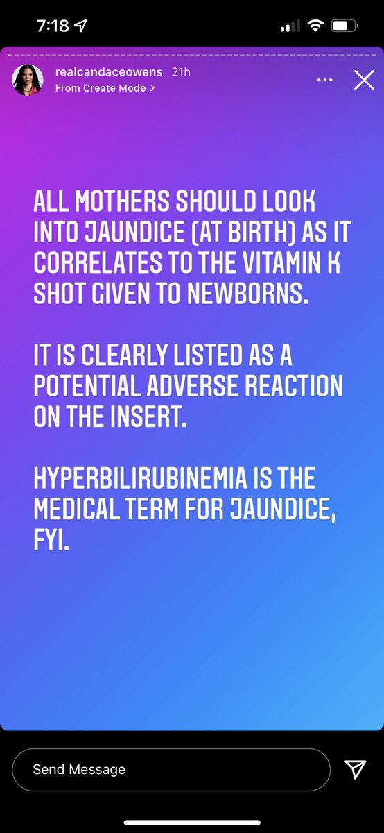 Someone sent me this and I had to ask why they were listening to medical info from <a href="/RealCandaceO/">Candace Owens</a> . FALSE. Jaundice at birth does not correlate with vitamin K administration. Please stop spreading things that are not true. 🙄