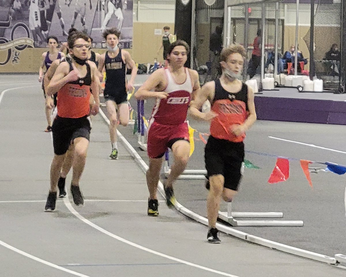 FredoniaHSathl1's tweet photo. Fredonia runners Matt Brown and Owen Caserta compete in the 600m race in the Varsity select meet at Houghton College. @TheObserverNY @FredoniaCSD https://t.co/sO0Ge5IVr6