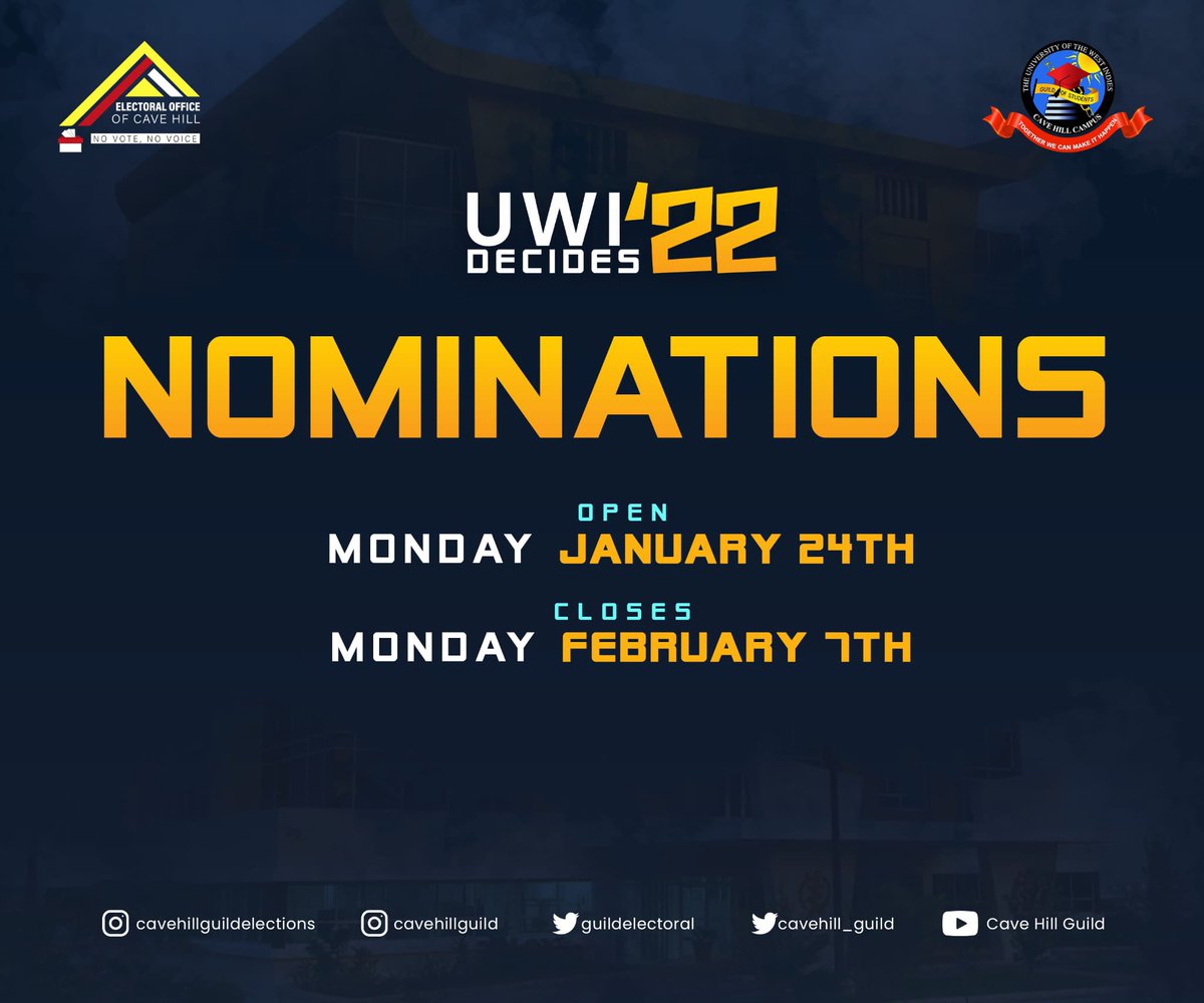 📣Welcome back Blackbirds! 📣

 The highly anticipated annual election season is upon us ‼️ In light of this , nomination forms will be available this *Monday 24th January, 
2022.*