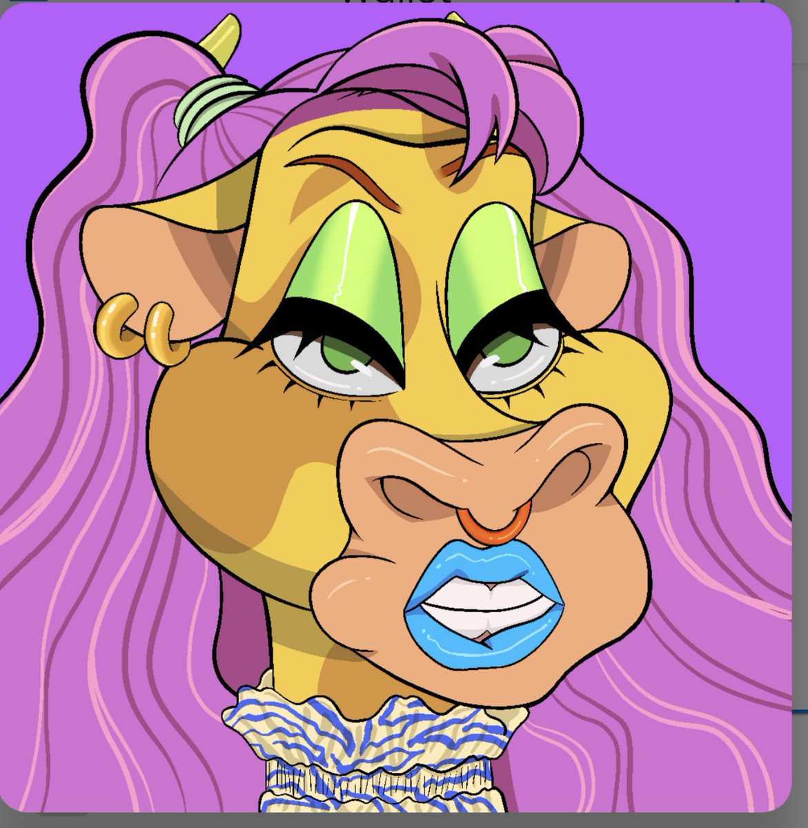 Day 3.. here is one of my baby calves from Chic Cow &amp; Bullz NFT all grown up into an amazing banana cow, she makes me MILK tokens every day!! That's right, I made an NFT with tokens generated from my other NFTs!! Passive income!! Come join the family and let's make $$$$