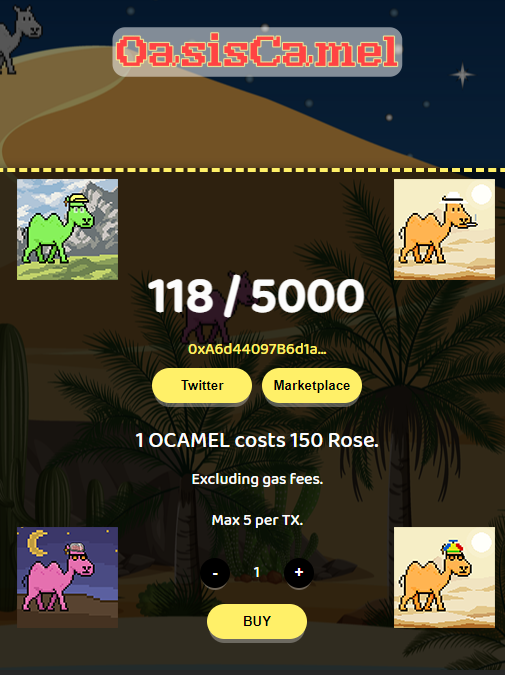 GM camel camel🐫🎉🎊
We are growing steady💹
Love and Vibe💘❤️‍🔥
oasiscamel.com
.
#OasisCamel
#OasisNetwork #OasisProtocol $ROSE #NFTGiveaway #NFTs