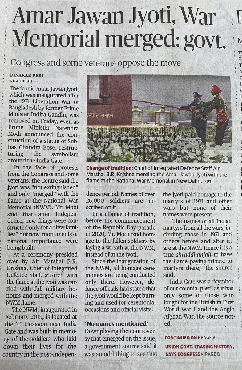 BhandariJanard2's tweet photo. The iconic Amar Jawan Jyothi, which was inaugurated after the 1971 Liberation War of Bangladesh by former Prime Minister Indira Gandhi, was removed on Friday.
# ERASING HISTORY. https://t.co/S68AZiybLq