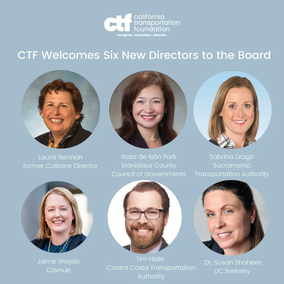 CTF proudly announces the appointment of six distinguished transportation leaders from across California to serve on our Board of Directors for a three-year term. Please join us in welcoming these outstanding professionals to the CTF Board!