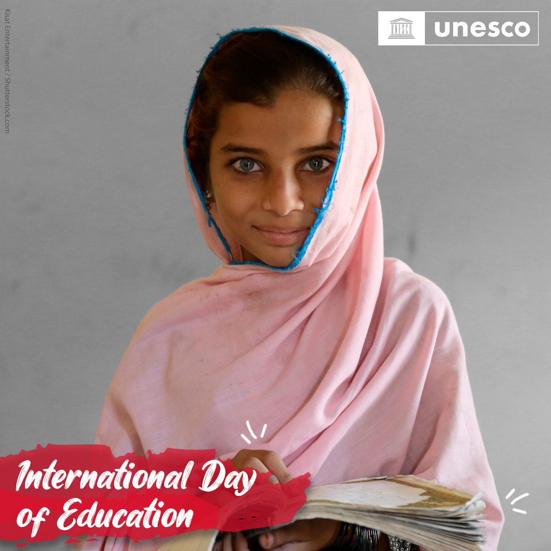 UN's tweet photo. Education transforms lives.

But education must also be transformed to meet the challenges of today &amp; tomorrow.

On Monday's #EducationDay, join @UNESCO's call for investment in learning for the future of humanity &amp; the planet. https://t.co/lW390EkXkB https://t.co/LhVQcFfVug