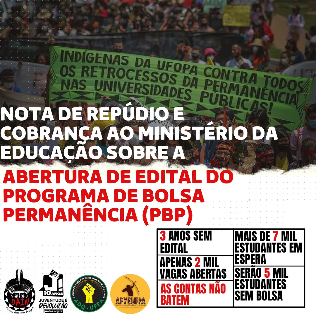 juntos_stm's tweet photo. NOTA DE REPÚDIO E COBRANÇA AO MINISTÉRIO DA EDUCAÇÃO SOBRE A ABERTURA DE EDITAL DO PROGRAMA DE BOLSA PERMANÊNCIA (PBP)

Nota completa em: https://t.co/r4BGUEexg2 https://t.co/YzUY5htqrU