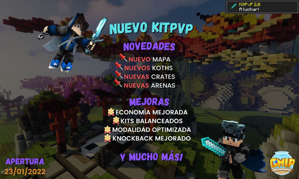 #KitPvP #Trailerminecraft
!Actualización de KitPvP!🗡️🤩

Puedes ver el tráiler de la modalidad en el siguiente enlace:
youtu.be/rTIPCsiQQEA
youtu.be/rTIPCsiQQEA

Disponible muy pronto en: 
mc.gamesmadeinpola.com
Premium.gamesmadeinpola.com